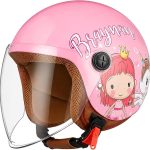 FREEUP Casco Moto Bambino, con Visiera, 48–55 cm, Rosa | Casco Jet per Scooter, Chiusura Rapida, Interno Rimovibile e Lavabile, Per Bambini 5 ~ 12 Anni : Amazon.it: Auto e Moto