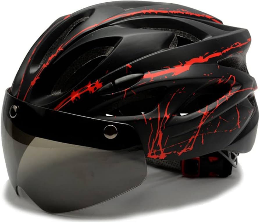 casco-bici-con-visiera-844kkw-1.jpg Casco da bicicletta con visiera, leggero casco da bicicletta con occhiali magnetici, unisex, misura regolabile, casco da mountain bike per uomo e donna : Amazon.it: Sport e tempo libero - immagine 1