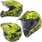 Casco Moto Trial Cross Quad Enduro Off Road Visiera Anti Nebbia Fluo