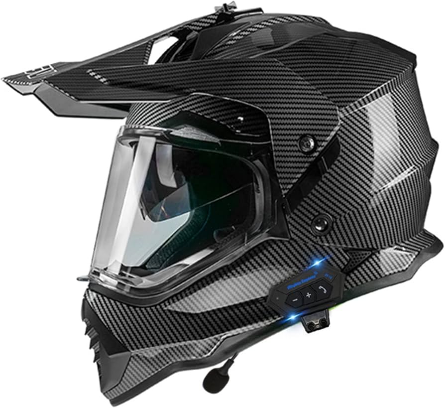 casco-cross-con-visiera-555xuf-1.jpg Casco Moto Fuoristrada Leggero, Casco Integrale Motocross Bluetooth con Visiera/Occhiali Casco Enduro Quad BMX Downhill MTB ATV Casco Moto Dual Sport Omologato DOT per Uomo Donna Bright Black 1,XL : Amazon.it: Auto - immagine 1