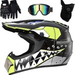 HUSHUI Casco da Motocross, Casco Integrale da Moto Fuoristrada Elettrico Dirt Bike Casco da Motociclista/Mountain Bike con Occhiali Guanti Visiera per Adulti : Amazon.it: Auto e Moto