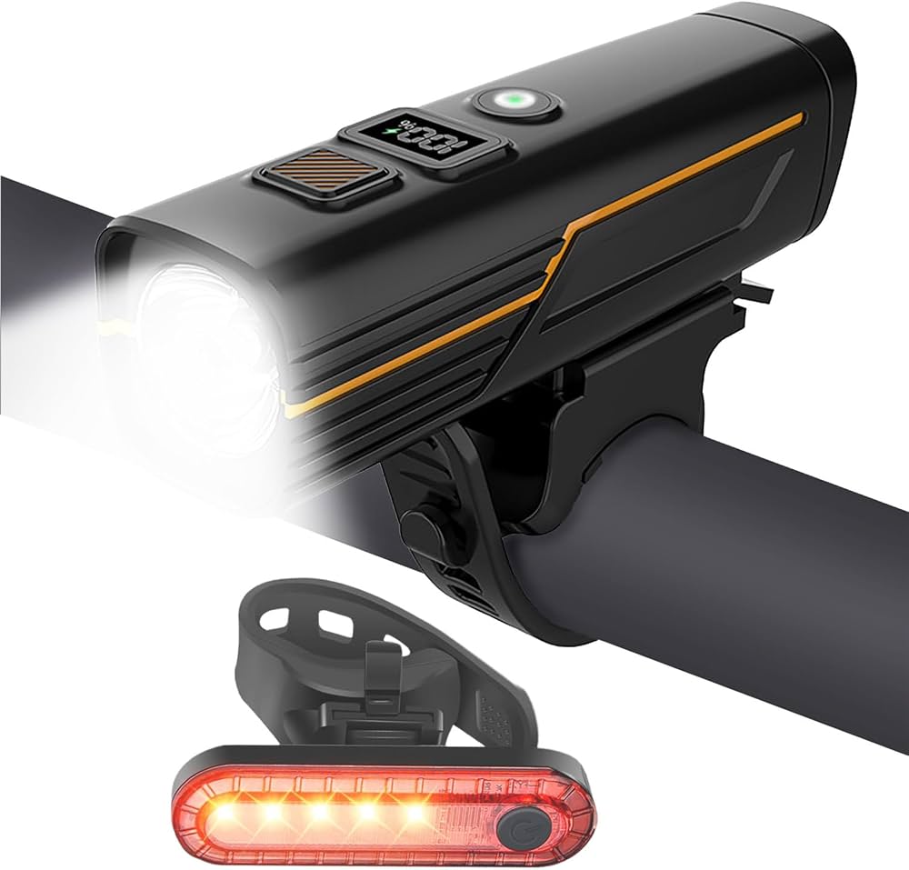 luci-bici-amazon-925grj-1.jpg EBUYFIRE Luci Bicicletta Led con Sensori di Luce e Display Digitale, Set di Luci LED Ricaricabili per Bici, Super Luminose Anteriore e Posteriore, Luce Posteriore Bici, Torcia Frontale (1) : Amazon.it: Auto - immagine 1