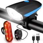 Luce Anteriore Posteriore USB Ricaricabile per Bici Luci LED Potenti per Bici Illuminazione per Bici con Cicalino Luce Impermeabile Accessori per per