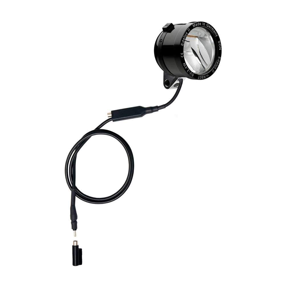 luci-per-bicicletta-439mcw-1.jpg Luce bici led anteriore per dinamo Edelux II con cavo e connettore coassiale | Mognetti Bike - immagine 1