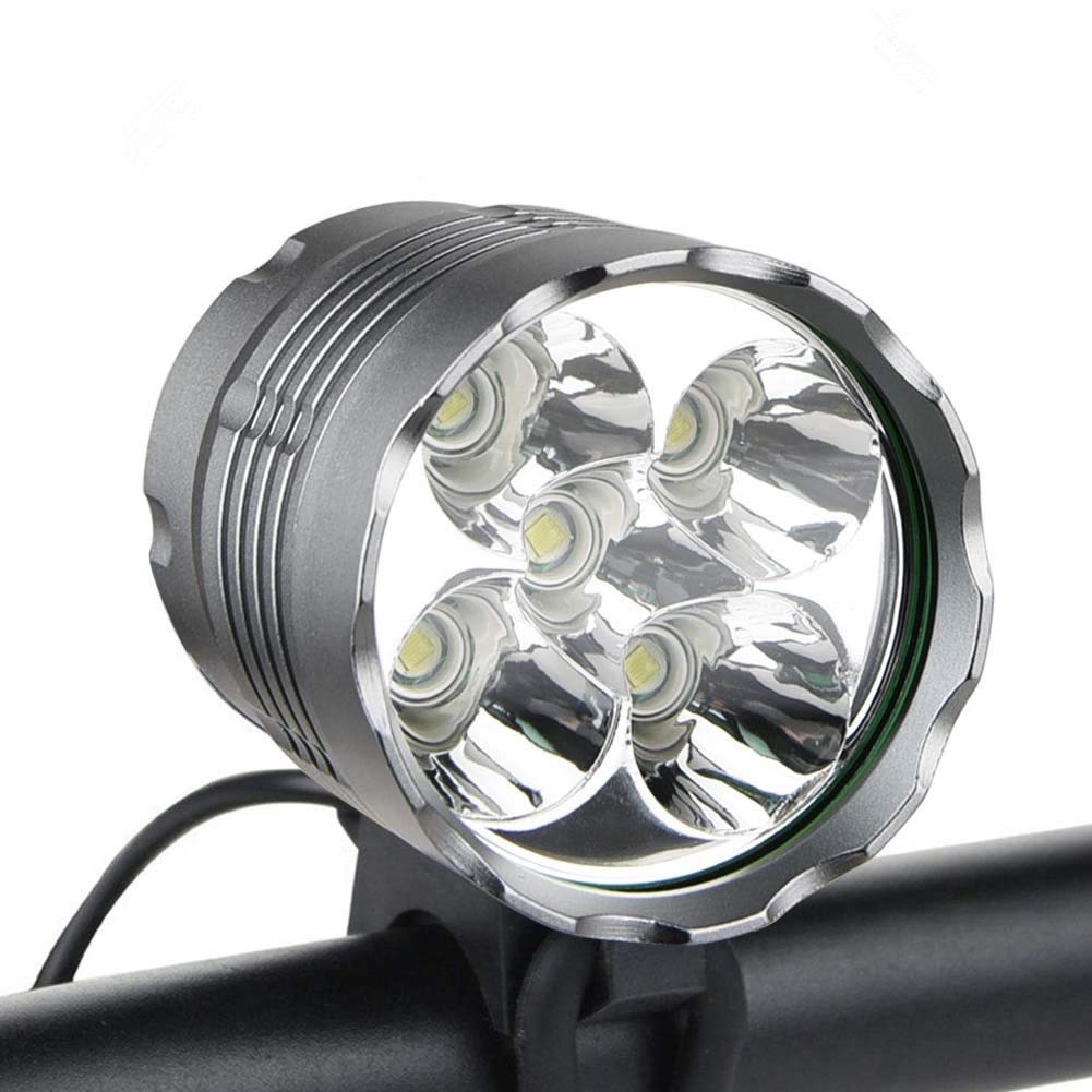 luci-per-bicicletta-480jiv-1.jpg WASAGA Luci per Bici, Luce per Bicicletta da 6000 Lumens 5 LED, Luce Frontale per Mountain Bike Impermeabile con 8400mAh Pacco Batteria Ricaricabile, 3 modalità Luci per Bicicletta Faro Anteriore : Amazon.it: - immagine 1