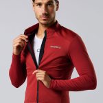 Maglia da ciclismo Intermediate da uomo a maniche lunghe in pile Burgundy Red / S