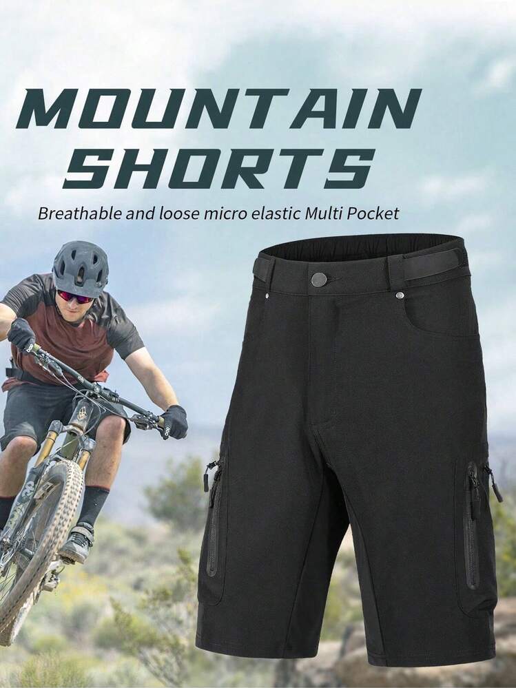 pantaloncini-per-bici-255wht-1.jpg Pantaloncini da ciclismo stile boyfriend da uomo, pantaloncini da mountain bike, per sport all'aperto, trekking, ciclismo downhill, abbigliamento fitness nero | SHEIN ITALIA - immagine 1