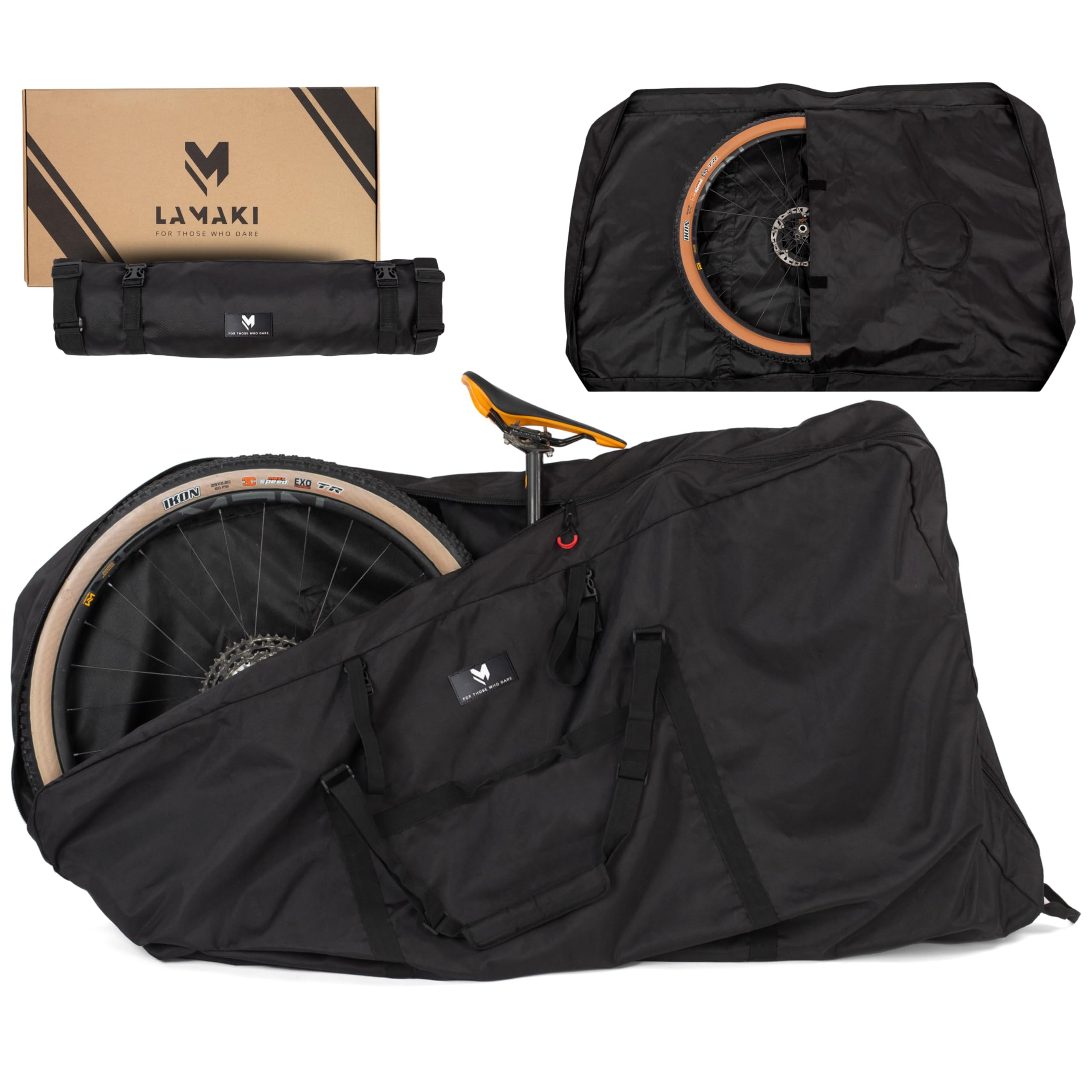 sacca-bici-971frm-1.jpg Lamaki Sacca Trasporto Bici XXL Universale per Bici da Corsa, Gravel 700C/28 pollici e MTB 26 29 pollici Senza Rimuovere la Ruota Posteriore Borsa Bici Resistente Nylon 1680D, Pieghevole : - immagine 1