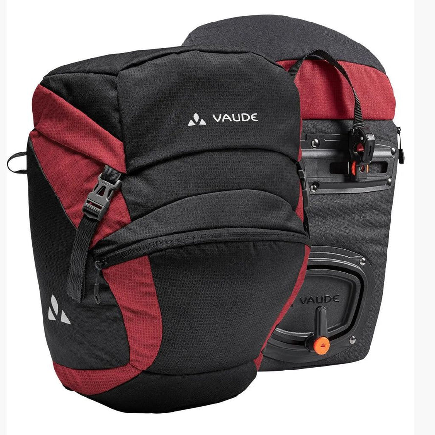 vaude-borse-bici-685ocm-1.jpg Vaude OnTour Front 32L Sacoches cyclotourisme sur porte bagages avant Rosso nero / 32 L - immagine 1